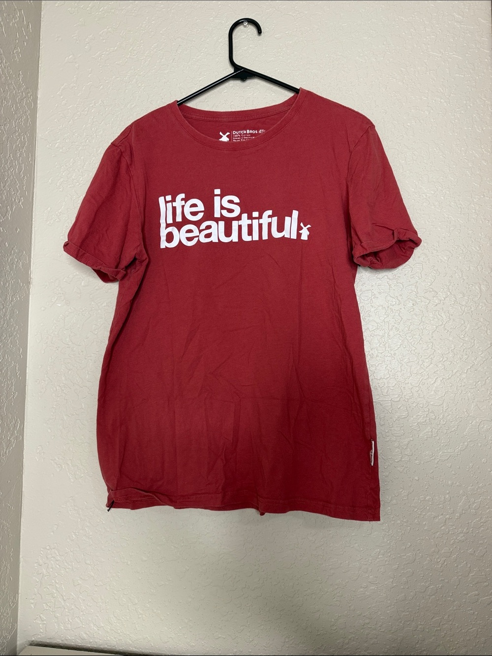 Dutch Bros Red "Life Is Beautiful" Short Sleeve Tee
